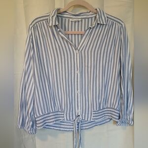 beachlunchlounge Blue and White Striped Button Down Shirt